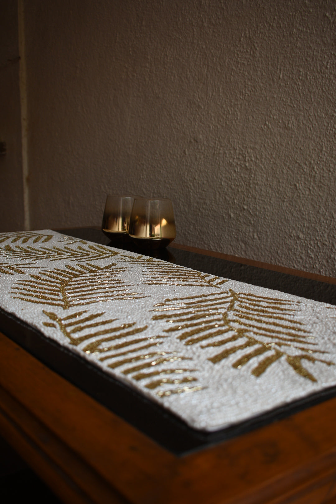 Golden Palm Beaded runner