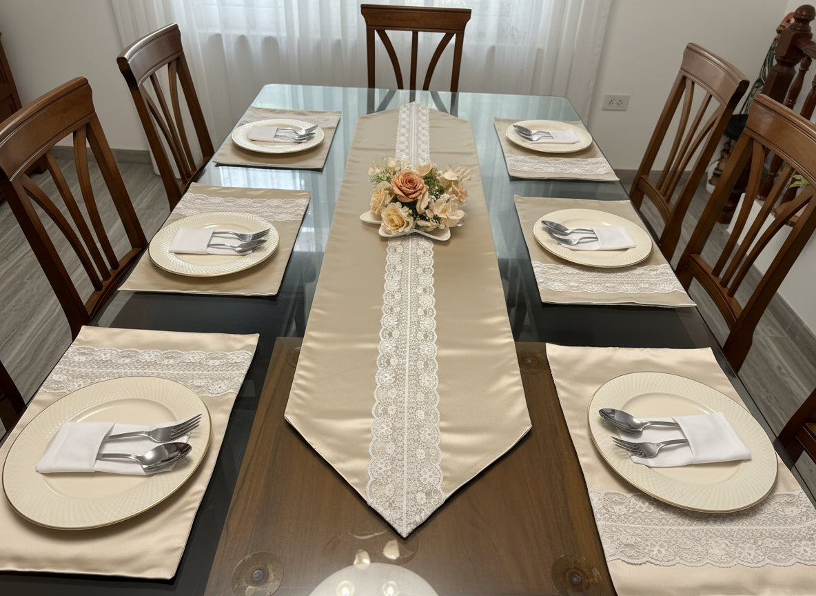 Satin Lace Tablemats - Set of 6