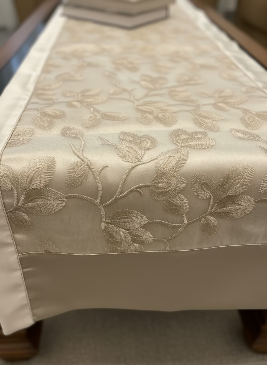 Embroidery on a tissue fabric - Runner