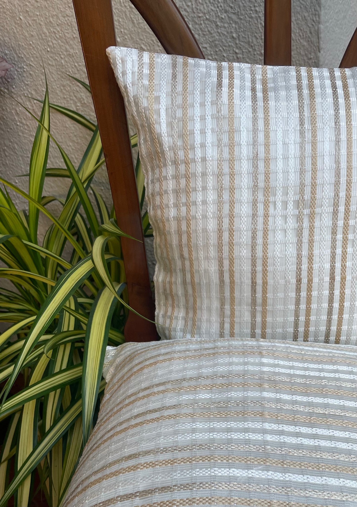 Brown and White striped Cushion cover - Set of 2