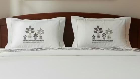 White Sand Embroidered Bedcover + 2 quilted pillow covers