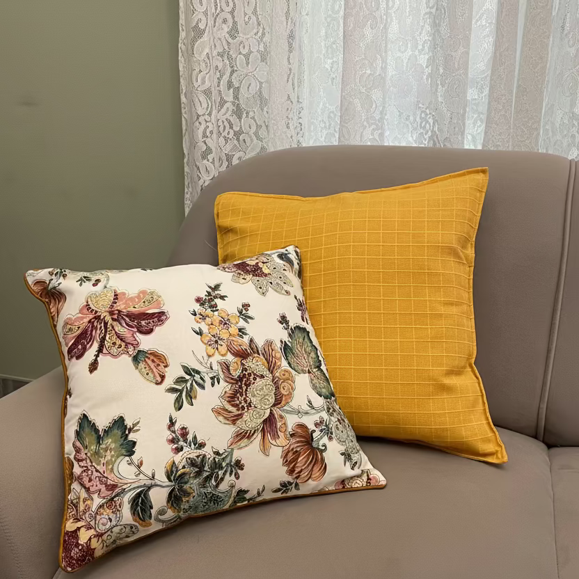 Florentine Gold Cushion Cover with bold piping edges