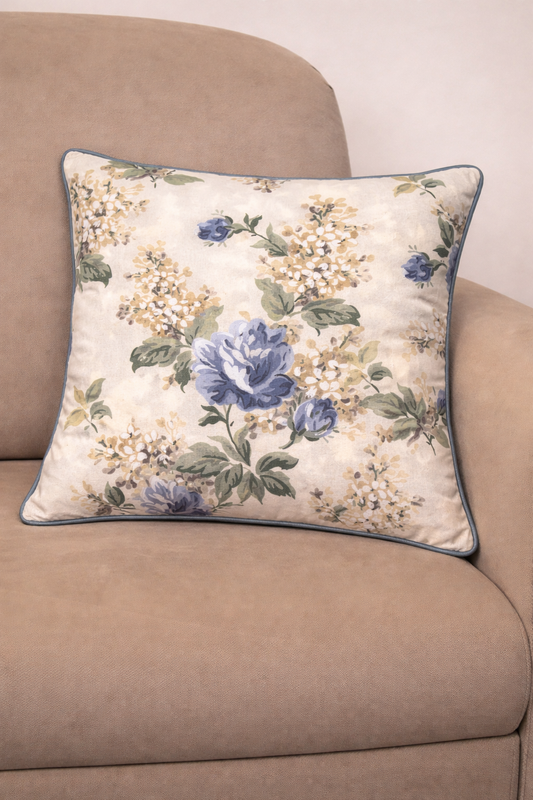 Florentine Blue Cushion Cover with piping