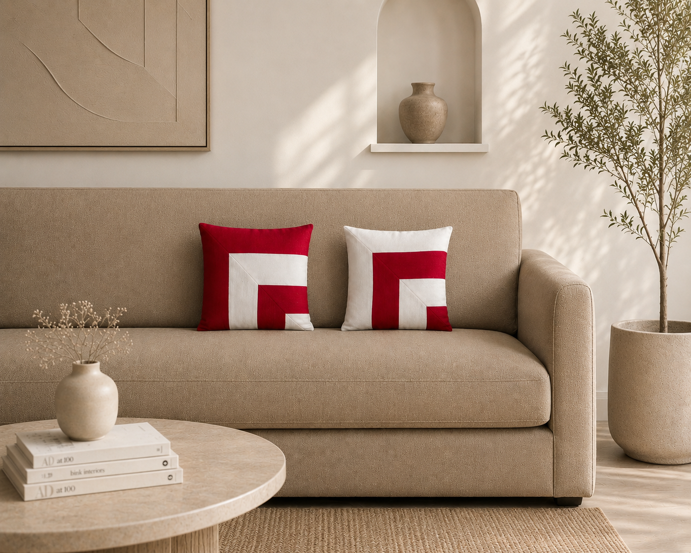 Crimson Corner Cushion Cover
