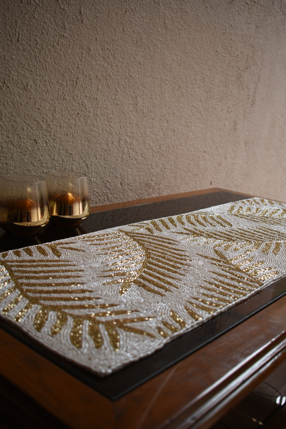 Golden Palm Beaded runner