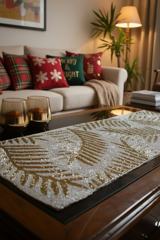 Golden Palm Beaded runner