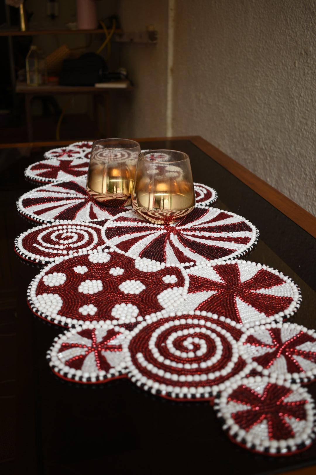 Swirls of Joy  Beaded Table Runner