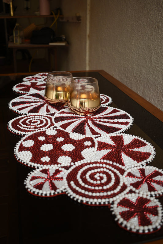 Swirls of Joy  Beaded Table Runner