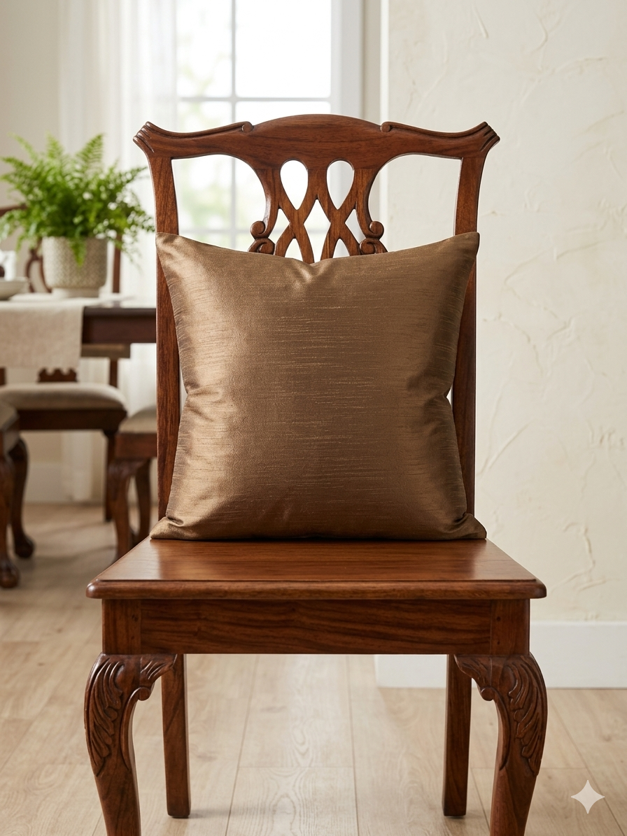 Soft Brown Silk Cushion Cover