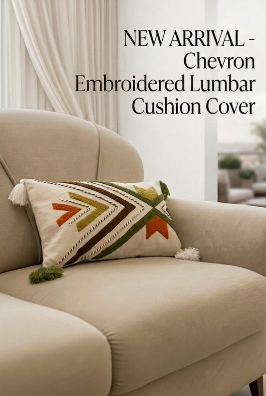 CHEVRON Embroidered Lumbar Cushion Cover