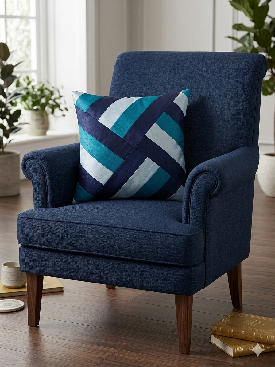 Midnight Weave Patchwork Cushion Cover