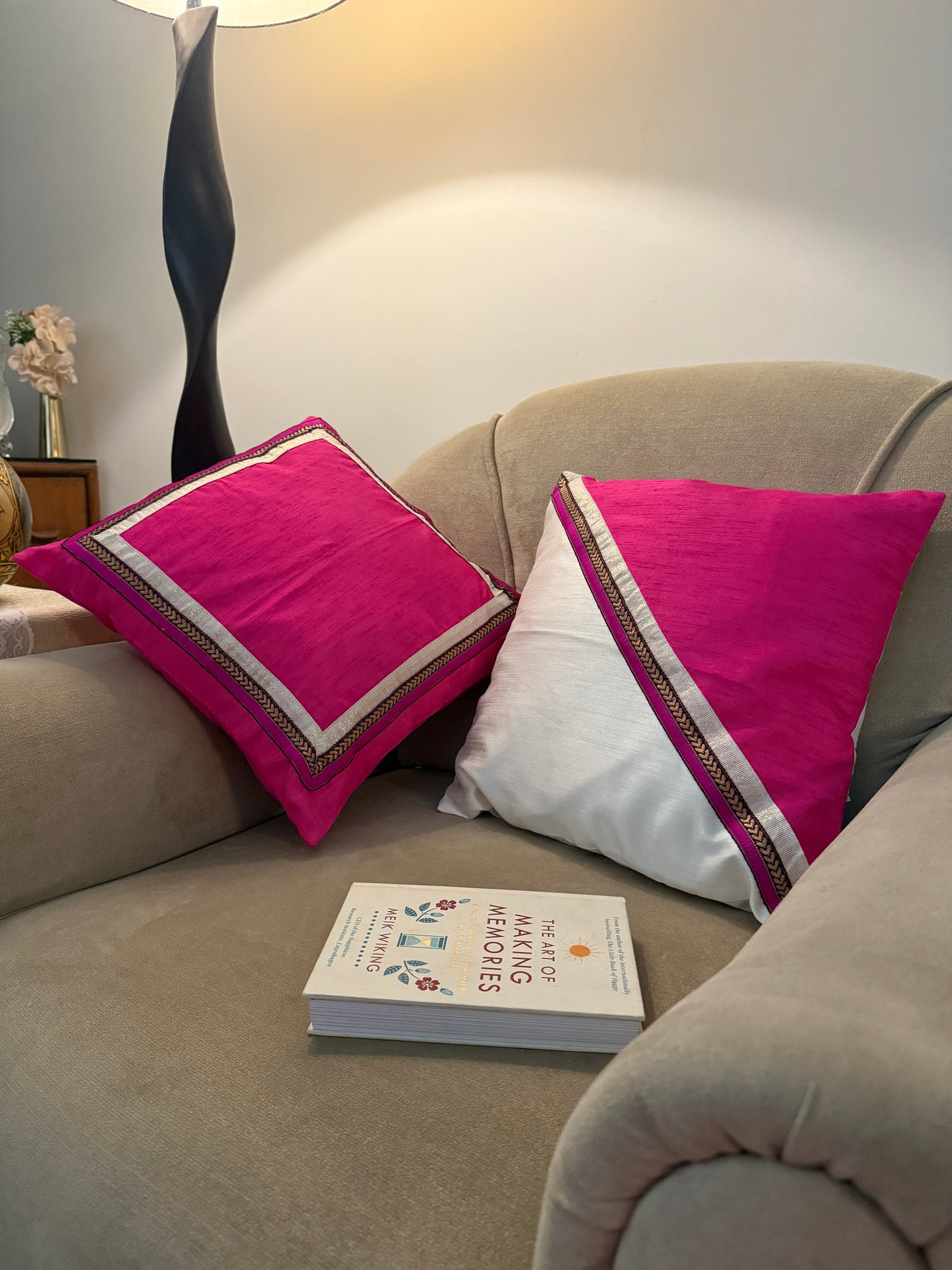 Pink & White Cushion Covers - Set of 2