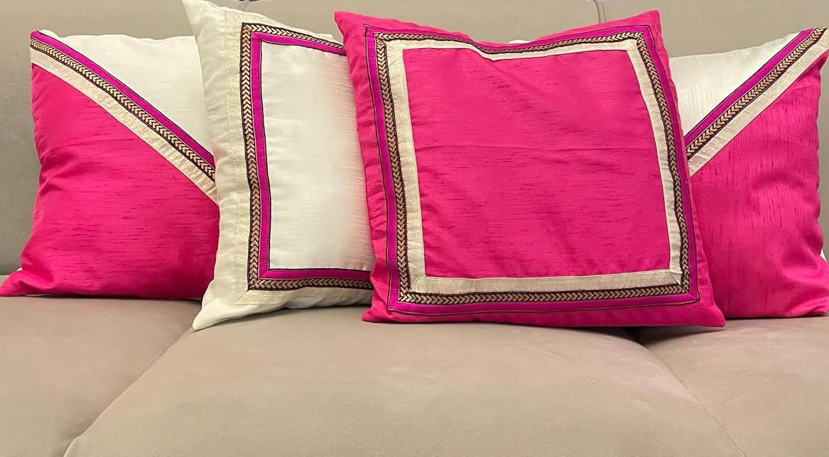 Pink & White Cushion Covers - Set of 2