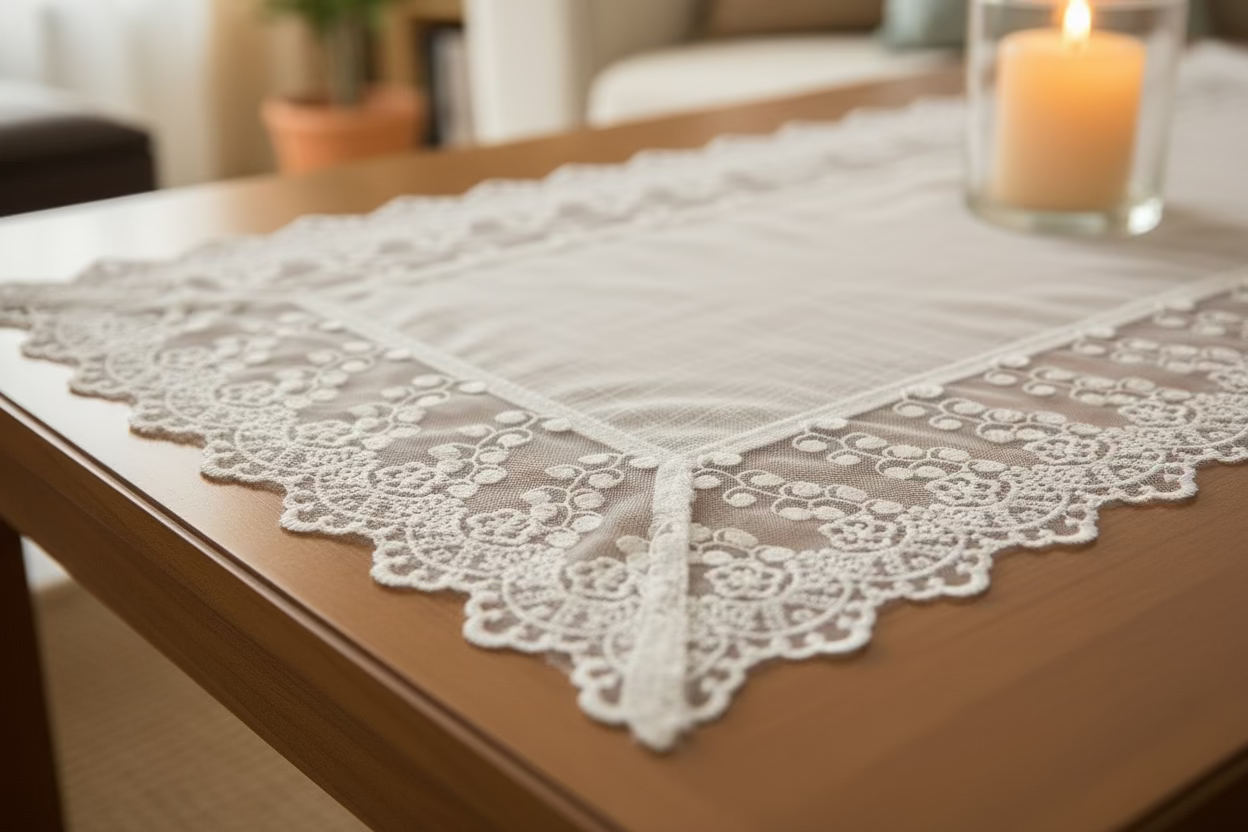 White Lace Bordered runner