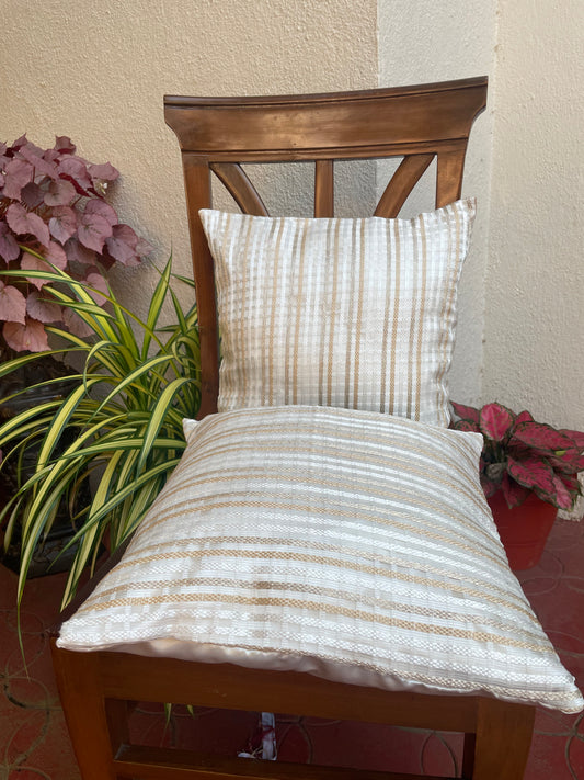 Brown and White striped Cushion cover - Set of 2