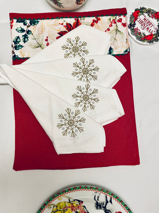 Snowflake White Napkin - Set of 4