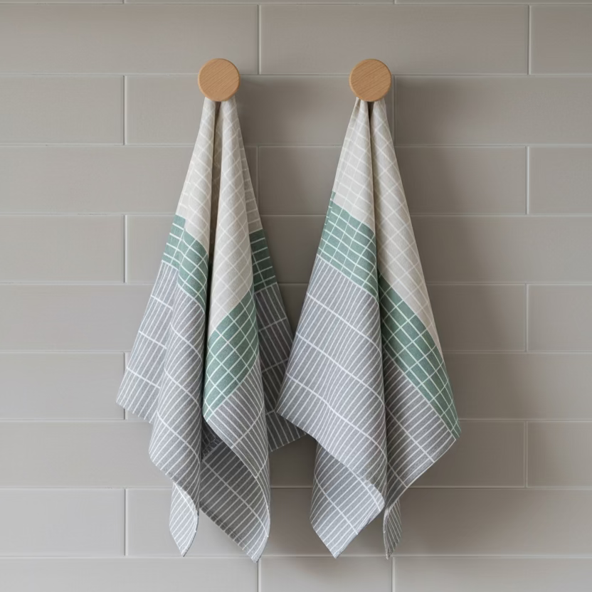 Sage Grid Tea Towel