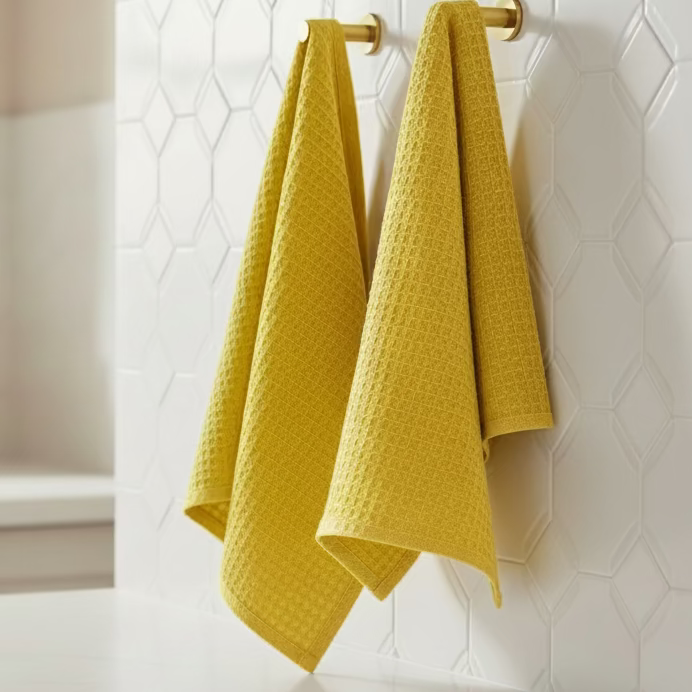 Yellow Waffle Tea Towel