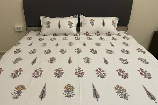 Mughal Garden Super King size bedsheet and 2 pillow covers