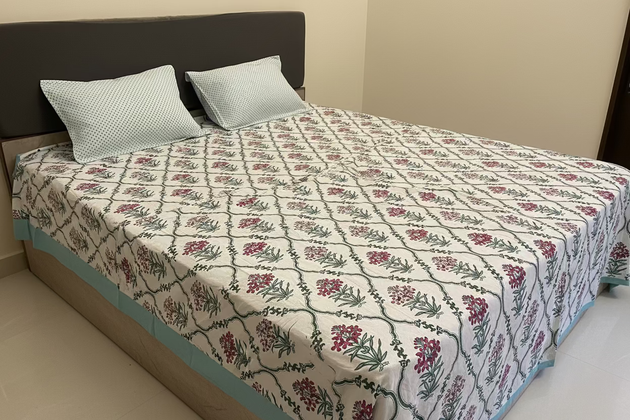Petunia Trellis Blue -  Bedsheet and 2 pillow covers