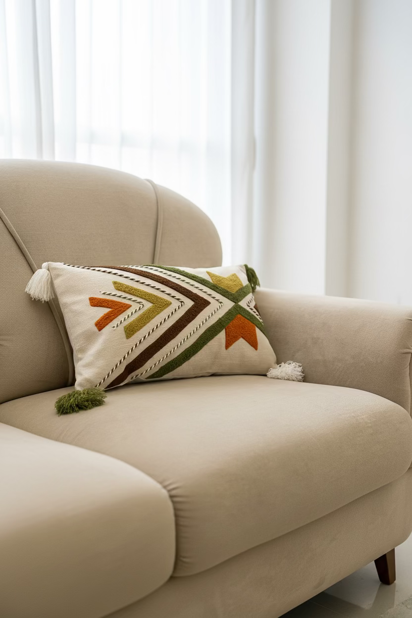 CHEVRON Embroidered Lumbar Cushion Cover
