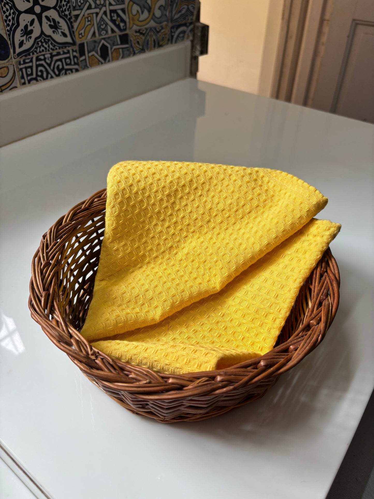 Yellow Waffle Tea Towel