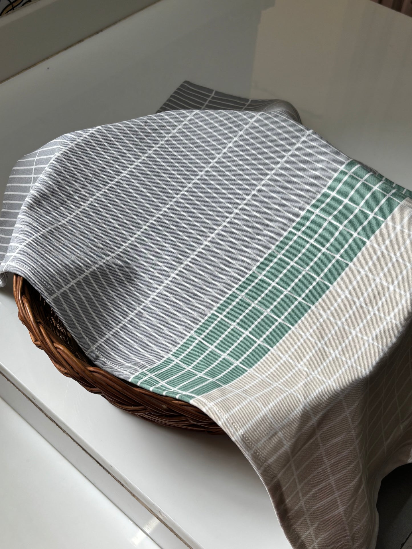 Sage Grid Tea Towel