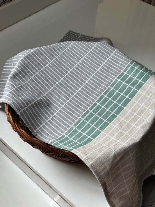 Sage Grid Tea Towel