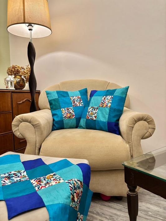 Jade & Turquoise Patchwork Cushion Cover