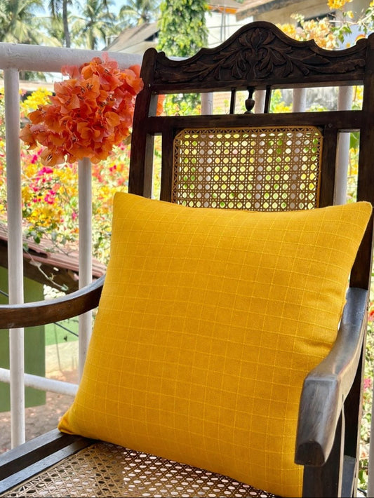 Mustard Textured Cushion Cover